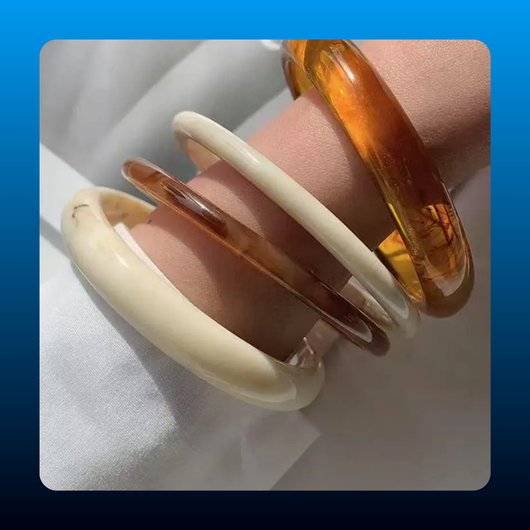 Vintage Resin Amber Acrylic Bangles Set