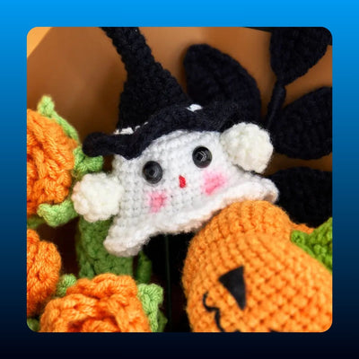 Crochet Pumpkin and Ghost Bouquet