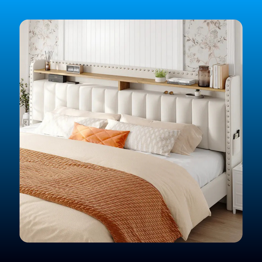 Upholstered Storage Bed Frame with Headboard