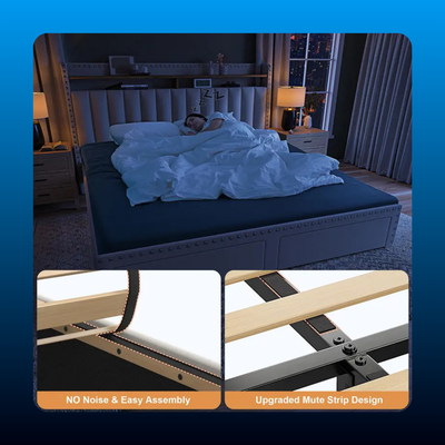 Upholstered Storage Bed Frame with Headboard