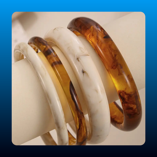 Vintage Resin Amber Acrylic Bangles Set
