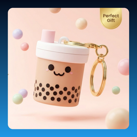Foldable Straw with Gold Keychain