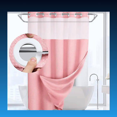 No Hook Shower Curtain with Snap in Liner (72''W x 75''H)