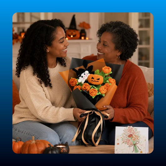 Crochet Pumpkin and Ghost Bouquet
