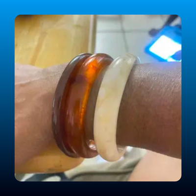 Vintage Resin Amber Acrylic Bangles Set