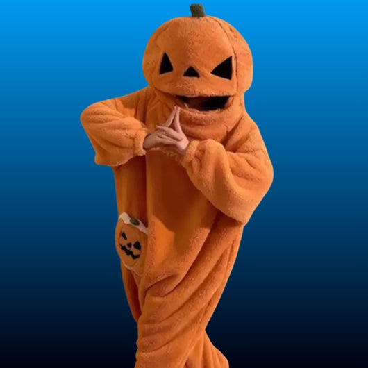 Fleece Pumpkin Hooded Onesie Pajamas