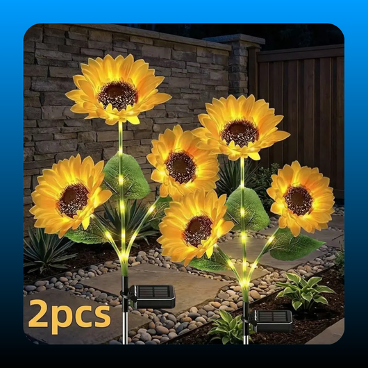 Solar Powered LED Sunflower Garden Lights (Set of 2)