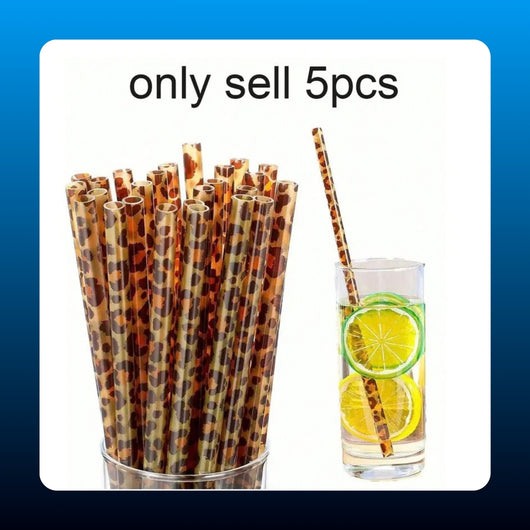Reusable Leopard Print Drinking Straws (5 Pack)