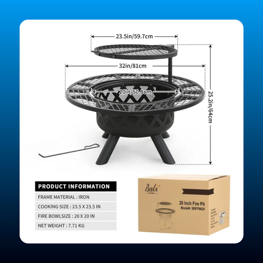 2-in-1 Fire Pit with Swivel Grill