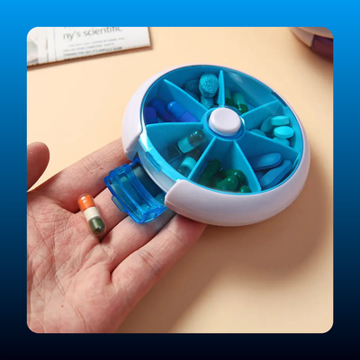 7-Grid Round Rotating Transparent Pill Organizer