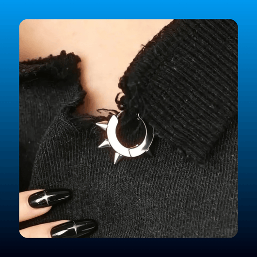 Stainless Steel Spike Hoop Earrings