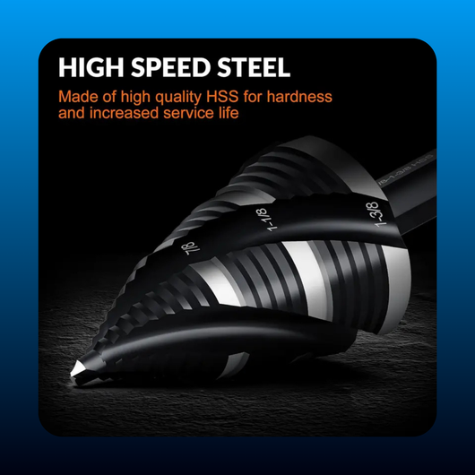 Four Spiral Flute Step Drill Bit Set