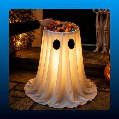 Halloween Light Up Ghost Candy Bowl Holder