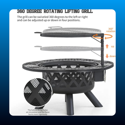 2-in-1 Fire Pit with Swivel Grill