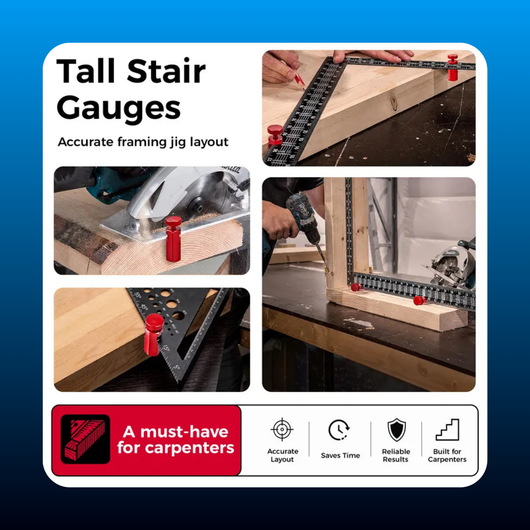 Tall Stair Gauges for Framing Square with Holder and Hook