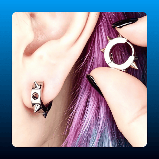 Stainless Steel Spike Hoop Earrings