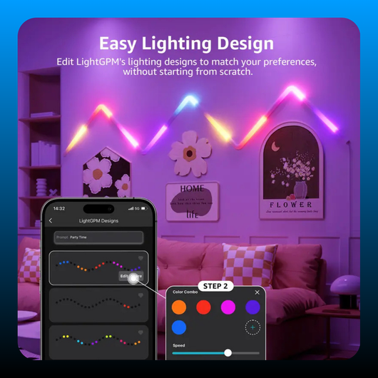 8-Piece Set AI Smart RGB Wall LED Lights