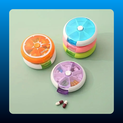 7-Grid Round Rotating Transparent Pill Organizer