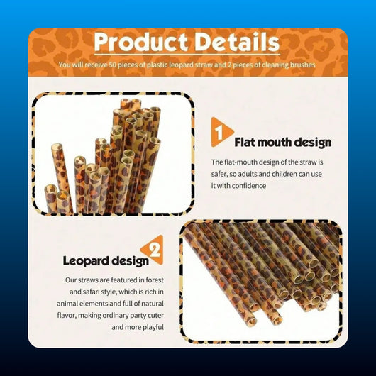 Reusable Leopard Print Drinking Straws (5 Pack)