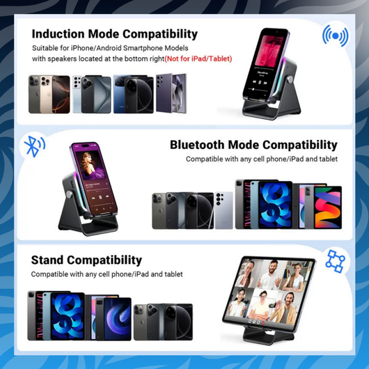 5 in 1 Wireless Induction Audio Speaker Stand