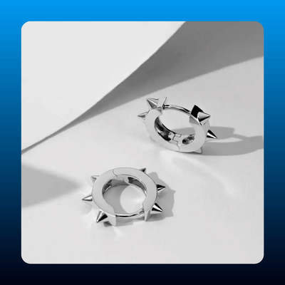 Stainless Steel Spike Hoop Earrings