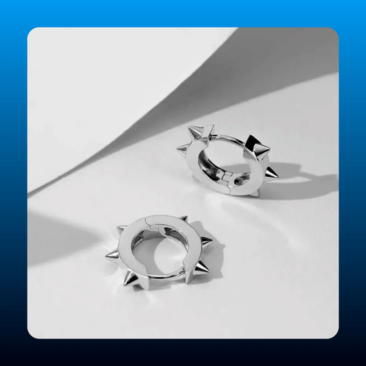 Stainless Steel Spike Hoop Earrings