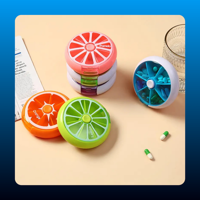 7-Grid Round Rotating Transparent Pill Organizer