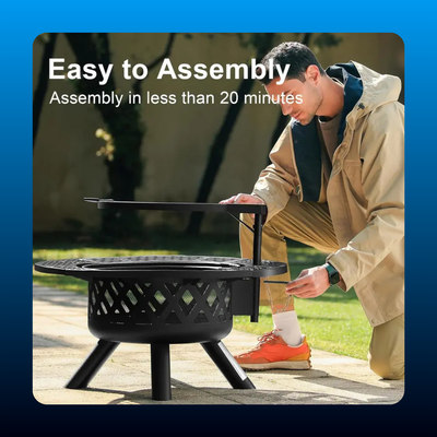 2-in-1 Fire Pit with Swivel Grill