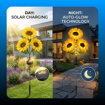 Solar Powered LED Sunflower Garden Lights (Set of 2)