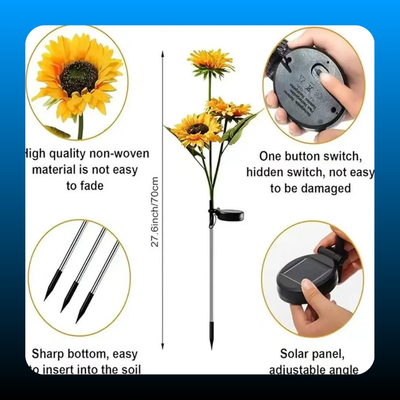 Solar Powered LED Sunflower Garden Lights (Set of 2)