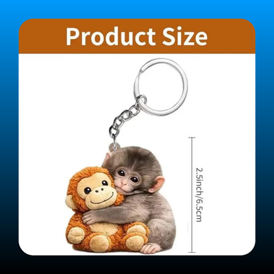 Orangutan-Hugging Punch Monkey Keychain