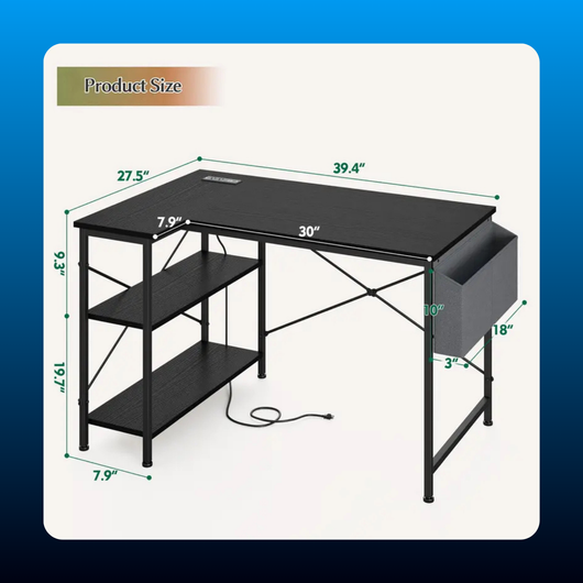 L Shaped Gaming Desk with Power Outlets