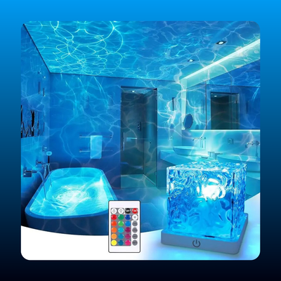 Water Ripple Effect Cube Lamp with Remote, 16 Colors