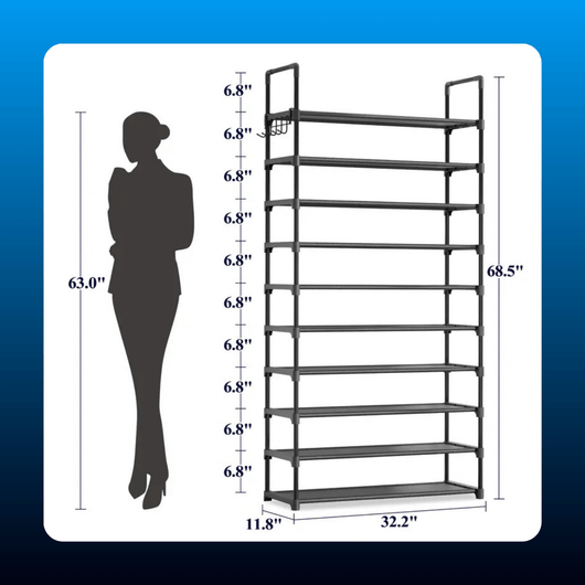 10-Tier Stackable Shoe Rack