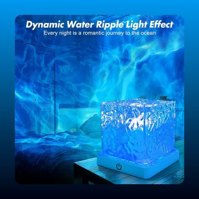 Water Ripple Effect Cube Lamp with Remote, 16 Colors