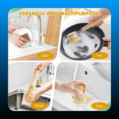 Bamboo Dish Brush Set with Coconut Sponge