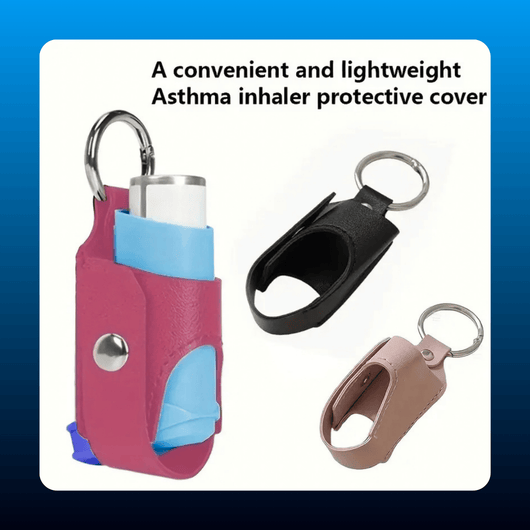 Asthma Inhaler Leather Case with Keychain