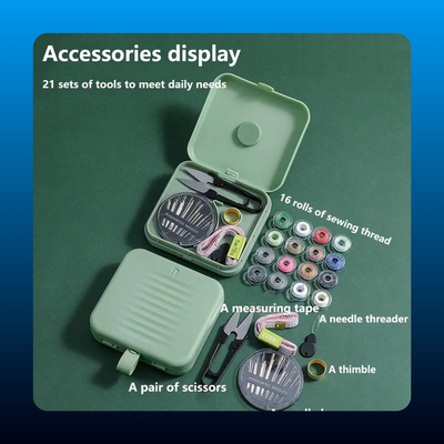 Portable Travel Home Mini Sewing Kit with Needle Threader & Scissors