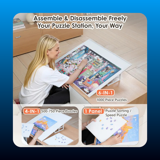 Tilting Puzzle Board with 6 Modular Panels & Stand