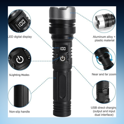 Rechargeable LED Flashlight with Power Bank