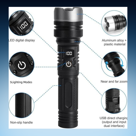 Rechargeable LED Flashlight with Power Bank