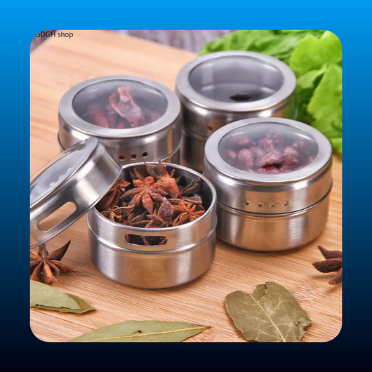 Magnetic Spice Jar Set Stainless Steel Spice Tins