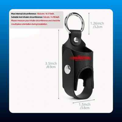 Asthma Inhaler Leather Case with Keychain