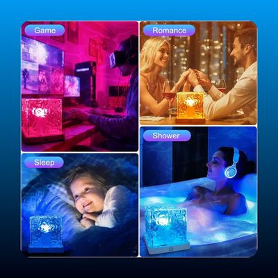 Water Ripple Effect Cube Lamp with Remote, 16 Colors