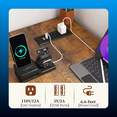 L Shaped Gaming Desk with Power Outlets