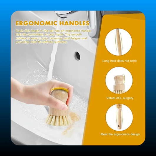 Bamboo Dish Brush Set with Coconut Sponge