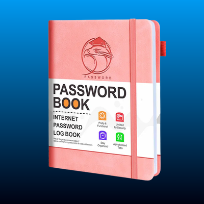 Faux Leather-Bound Password Book with Alphabetical Tabs