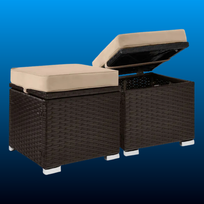 Wicker Storage Ottomans (2 Pack)