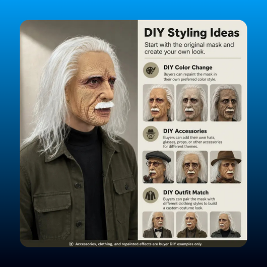 Realistic Old Man Full Head Latex Mask
