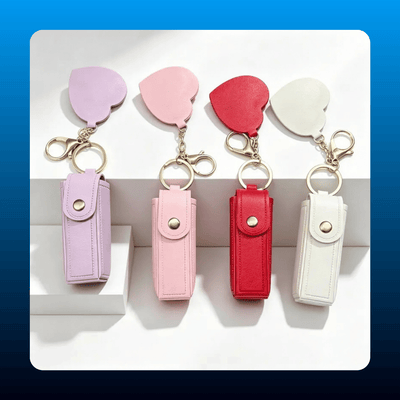 Lip Balm Holder Keychain with Mirror